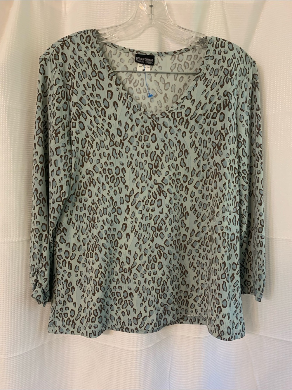 Nomadic Traders Sage Green Leopard Print V-Neck Long Sleeve Top